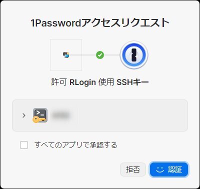 1Passwordアクセスリクエスト